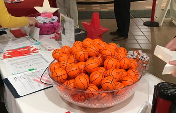 bowl of stress balls on table